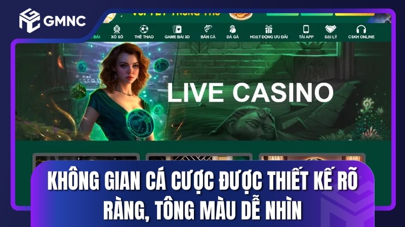 Không gian cá cược được thiết kế rõ ràng, tông màu dễ nhìn